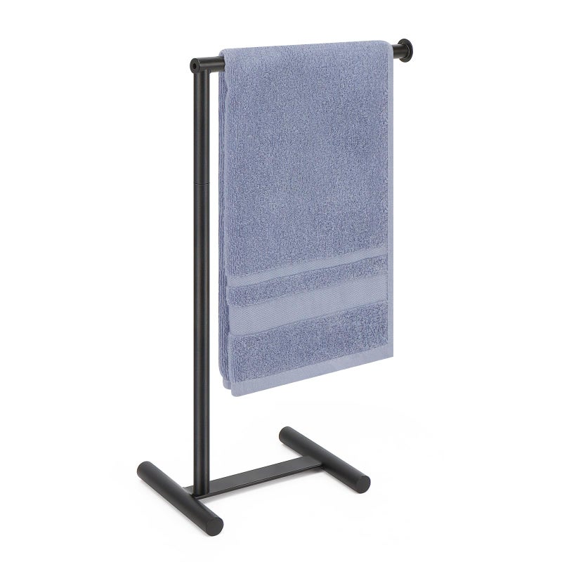 Livabber LShape Hand Towel Holder Stand Metal Hand Towel Rack Modern Countertop Hand Towel Ring Standing Towel Bar for Bathroom Kitchen Vanity Black