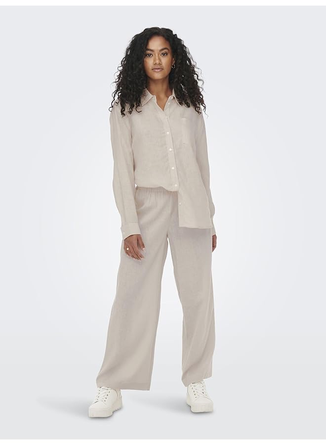 اونلي بنطلون طوكيو نسائي من مزيج الكتان عالي الخصر - Noos - Image 5