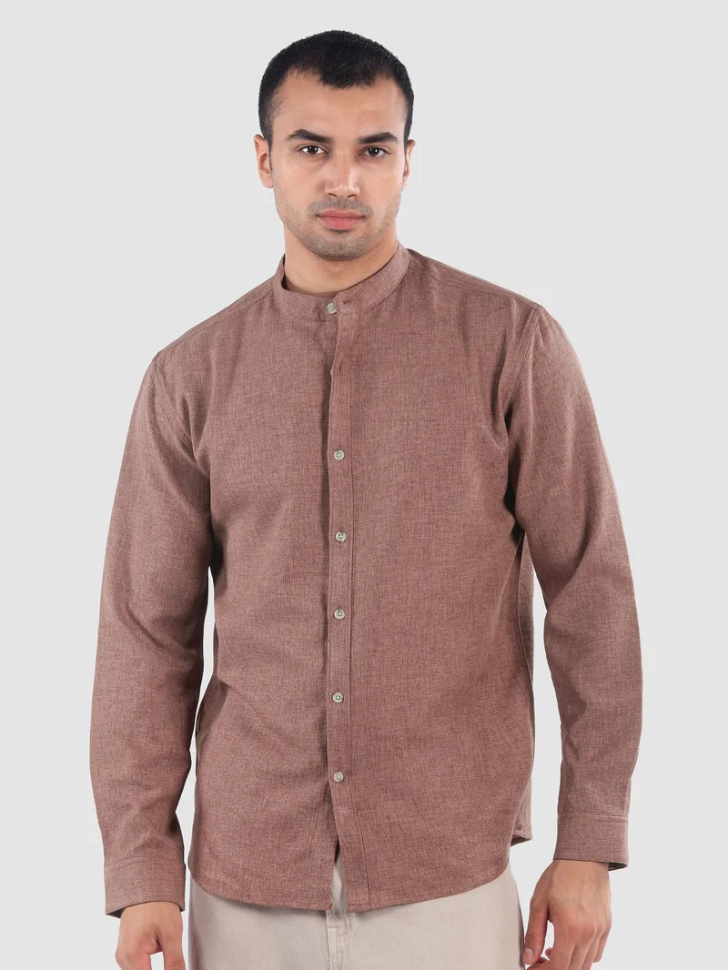 بيونغ قميص بياقة واقف بلون الخزامى