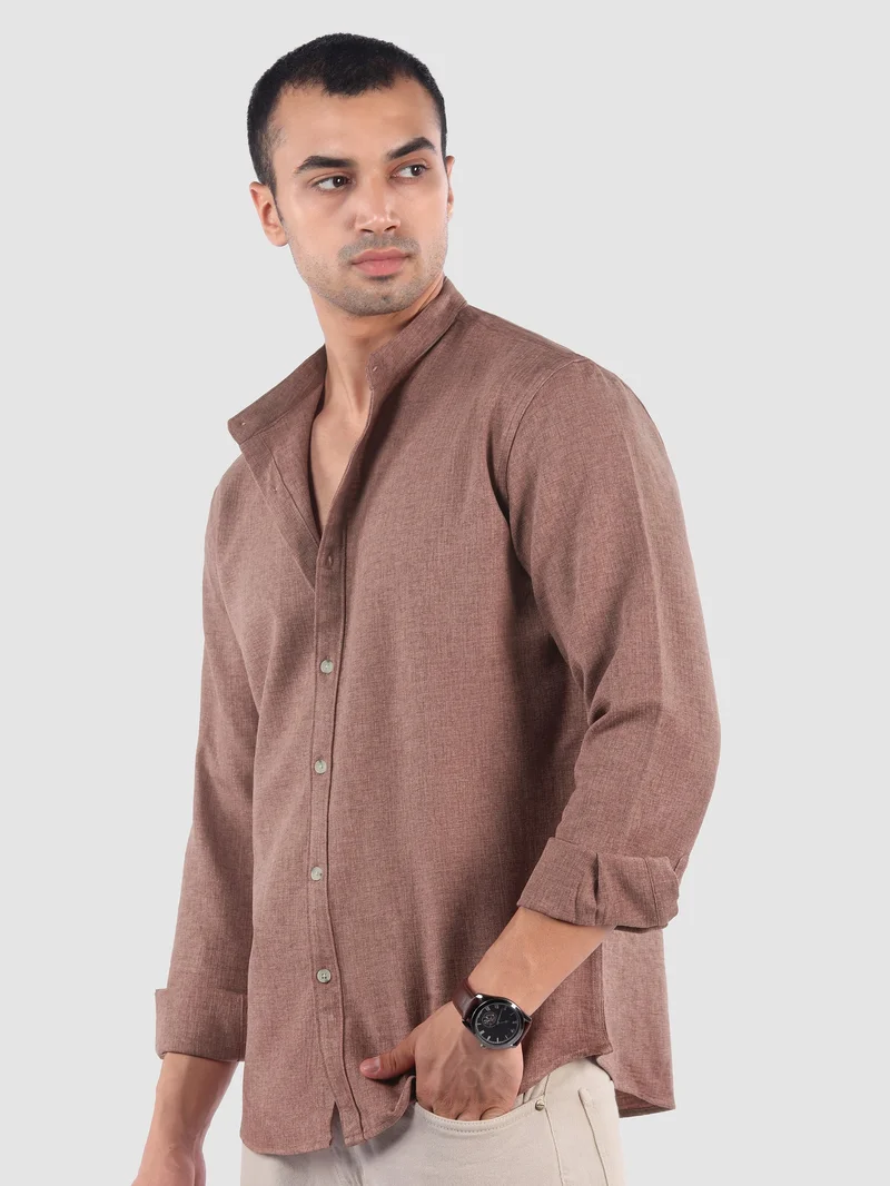 بيونغ قميص بياقة واقف بلون الخزامى