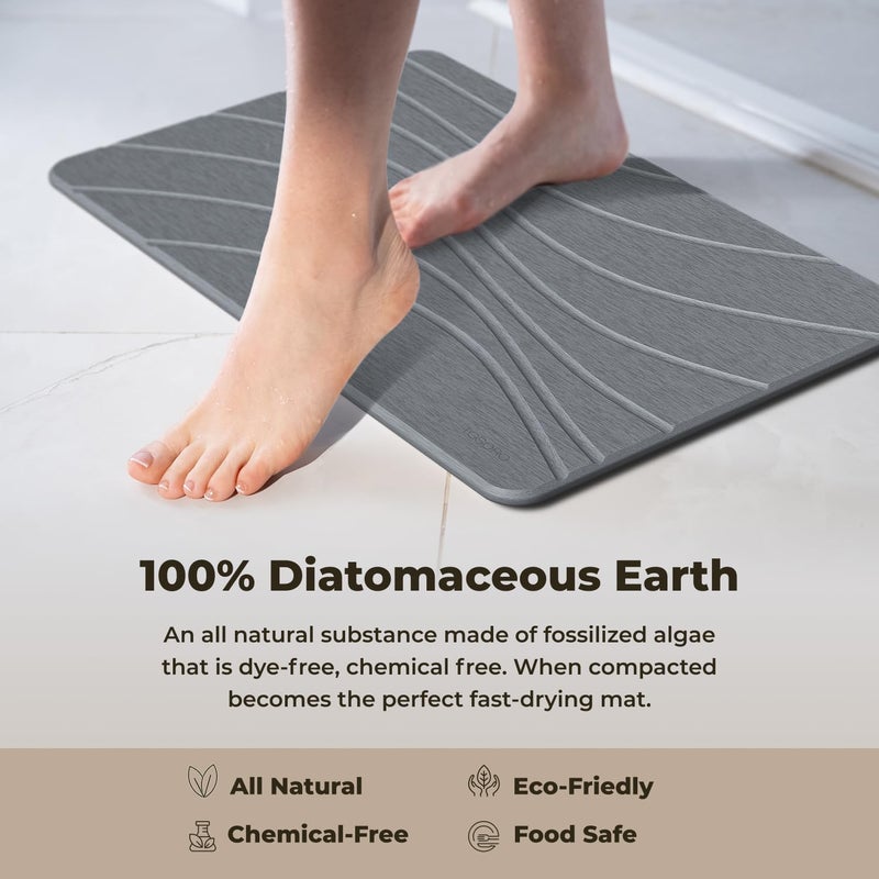 TOSORO - Stone Bath Mat Diatomaceous Earth Shower Mat Non-Slip Super Absorbent Diatomite Stone Bath Mats for Bathroom Floor Quick Drying Natural Easy to Clean (23.5 x 15) - Graphite - Image 4