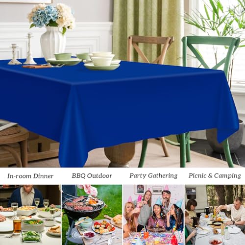 Mulbozy 2 Pcs Royal Blue Plastic Tablecloth for Rectangle Table, 54 × 108 inches Disposable Royal Blue Party Table Covers for Birthday, Anniversary, Wedding, Fine Dining, Graduation Party Decoration - Image 3
