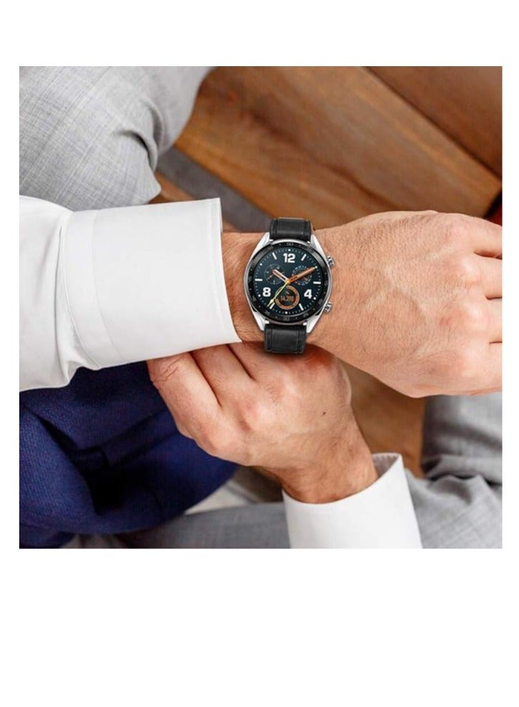 Leather Band 22MM For Samsung galaxy watch 3 45mm /watch 46mm/Gear S3/Huawei watch GT3 46MM/GT2E/GT 46mm)/GT2 Pro/GT2 46MM/honor Magic Watch2 46mm/Amazfit GTR 4 /GTR3/3pro/2/2e - Image 2