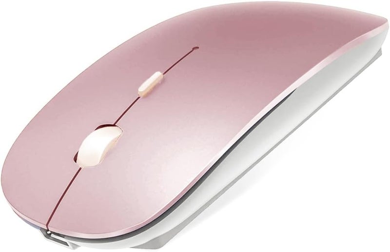 KLO Rechargeable Bluetooth Mouse for MacBook/MacBook air/Pro/iPad, Wireless Mouse for Laptop/Notebook/pc/iPad/Chromebook (Rose Gold) - Image 1