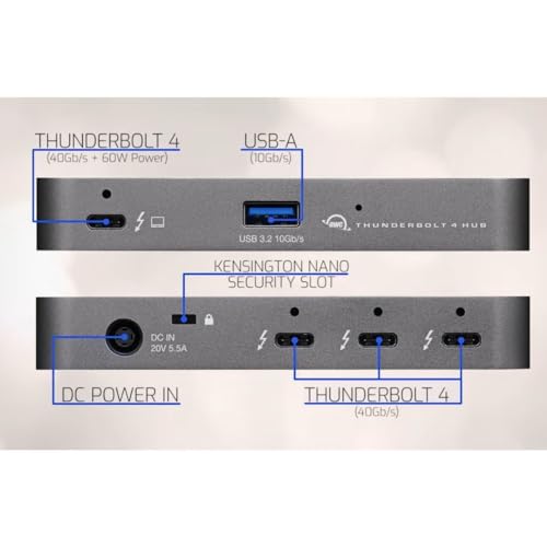 OWC Thunderbolt Hub Docking Station, Grey/Black, Thunderbolt 4, USB-A - Image 3