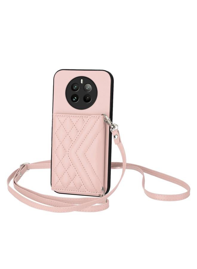 The Bros Case For Realme P1 Pro 5G India Rhombic Texture Card Bag RFID Phone Case with Long Lanyard