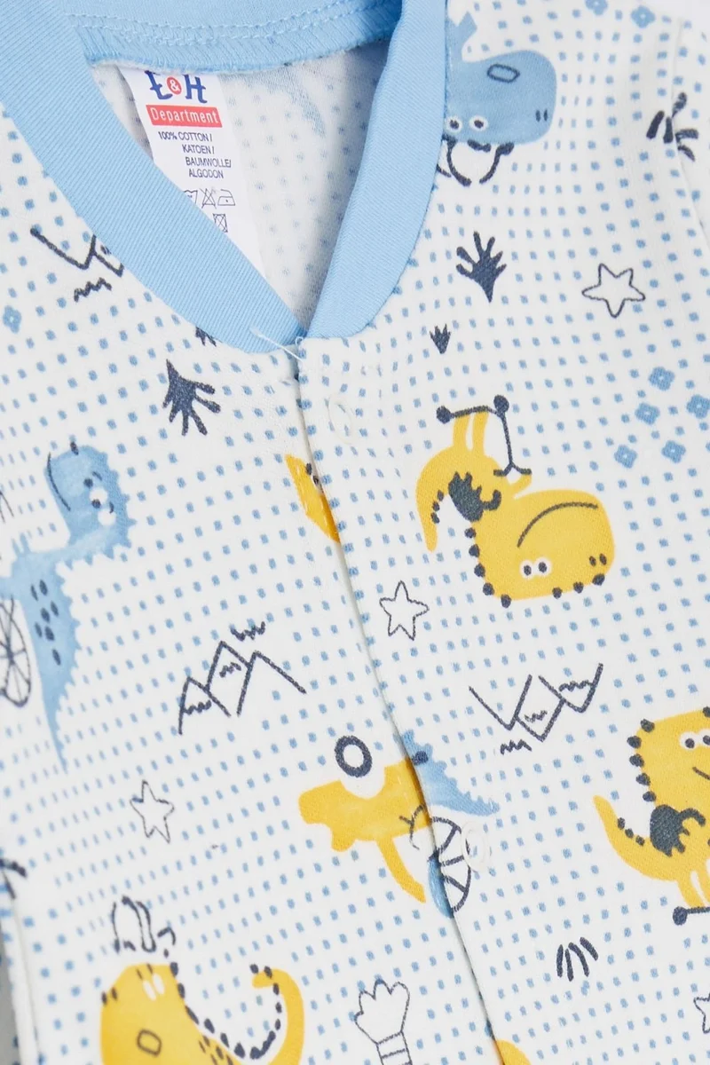 بريز Baby Boy Rompers Fun Dinosaur Patterned 0-3 Months-6 Months, White