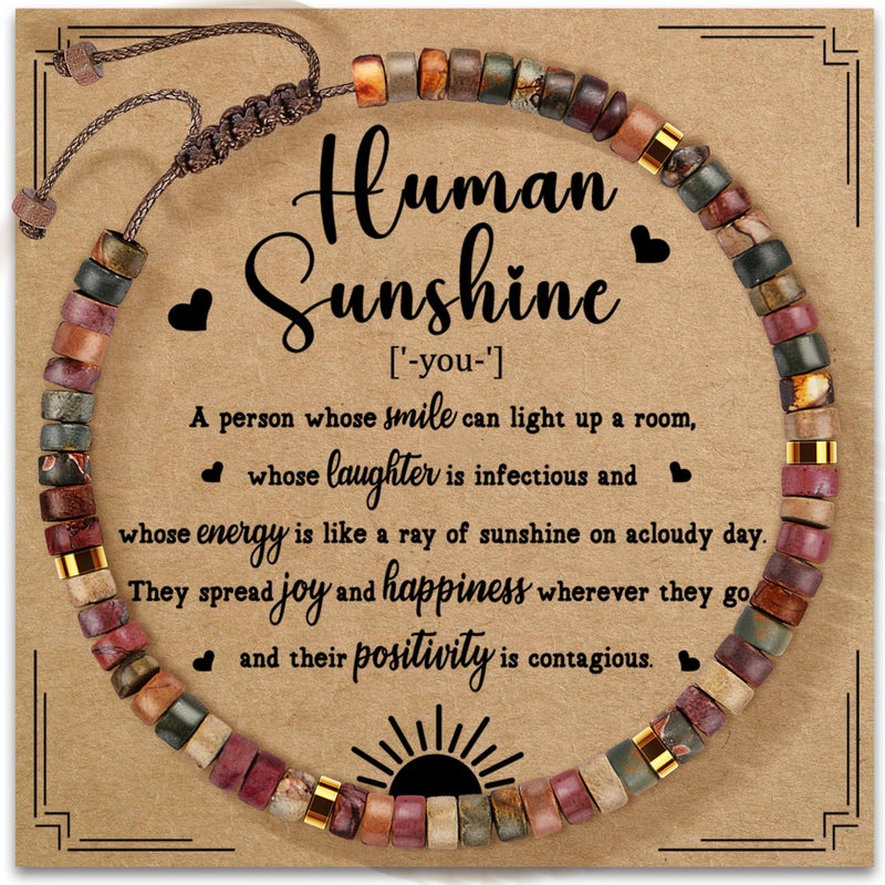 ZOKCC Inspirational Bracelets Gifts for Women - Healing Natural Stone Bracelets - Appreciation Inspirational Thank You Gifts for Coworker Teacher Employee Nurse Friends Sister Mom Aunt - Image 1