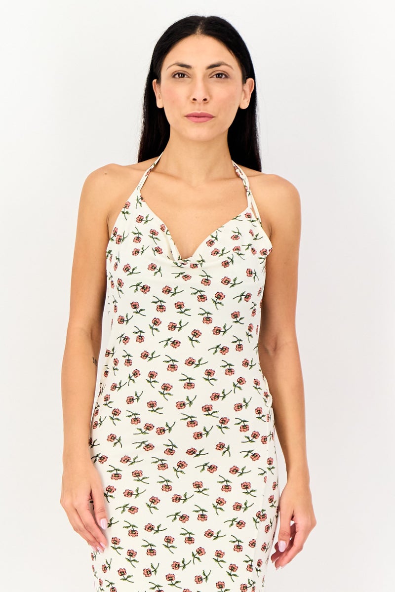 FOREVER 21 فستان ميدي مزخرف بالورود للنساء، متعدد الألوان - Image 2