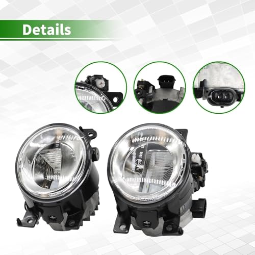 Yunnergo Pair Fog Lights Compatible with Q50 QX50 Q60 QX60 Q70L QX80 2014-2018 Left & Right Side Front Bumper Daytime Running Lamps 261554GA0A 261554GA0B IN2593108 IN2592108 - Image 4