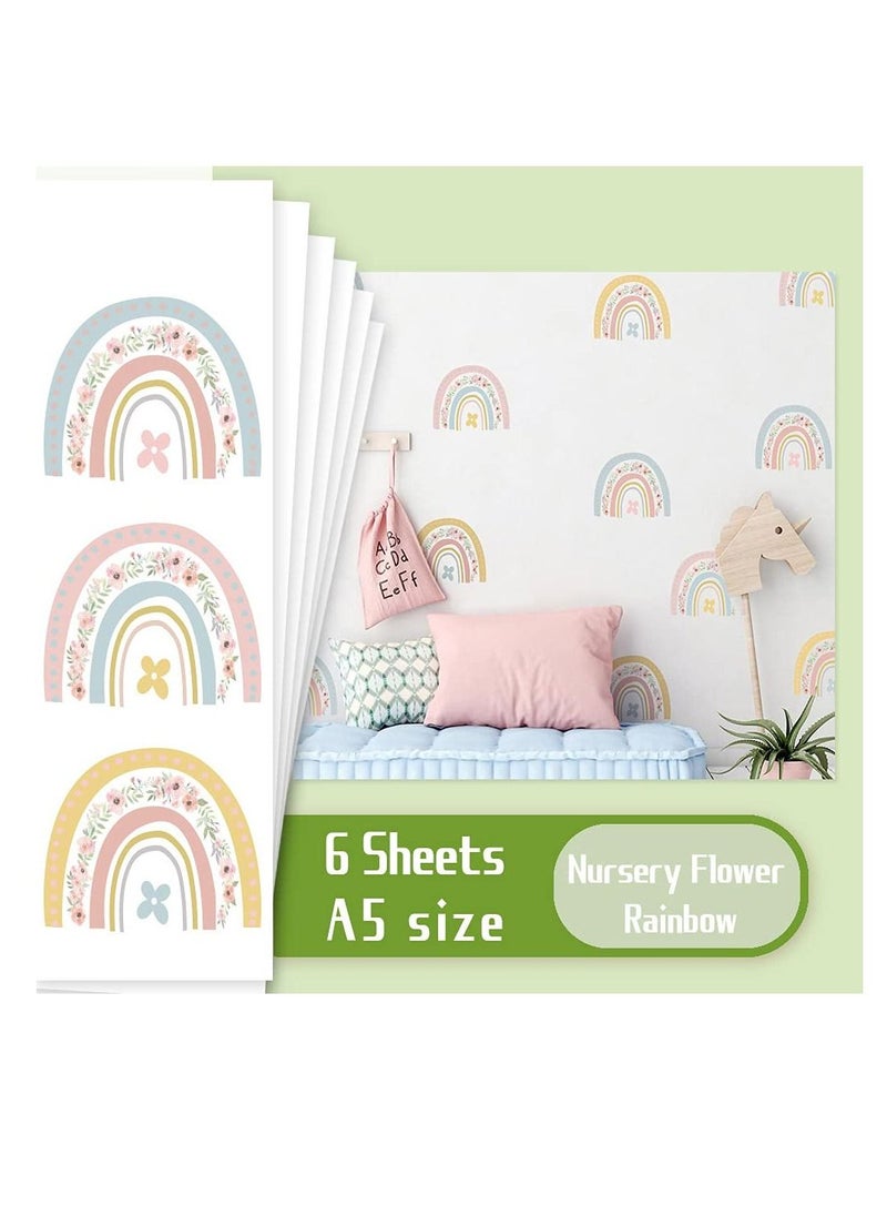 Y&D Flower Mini Rainbow Bohemian Decal, Room Decoration DIY Stickers Children's Baby PVC Wall Waterproof and Stick Mural Vinyl Kids Decor Art (6 Pieces)  - Image 2
