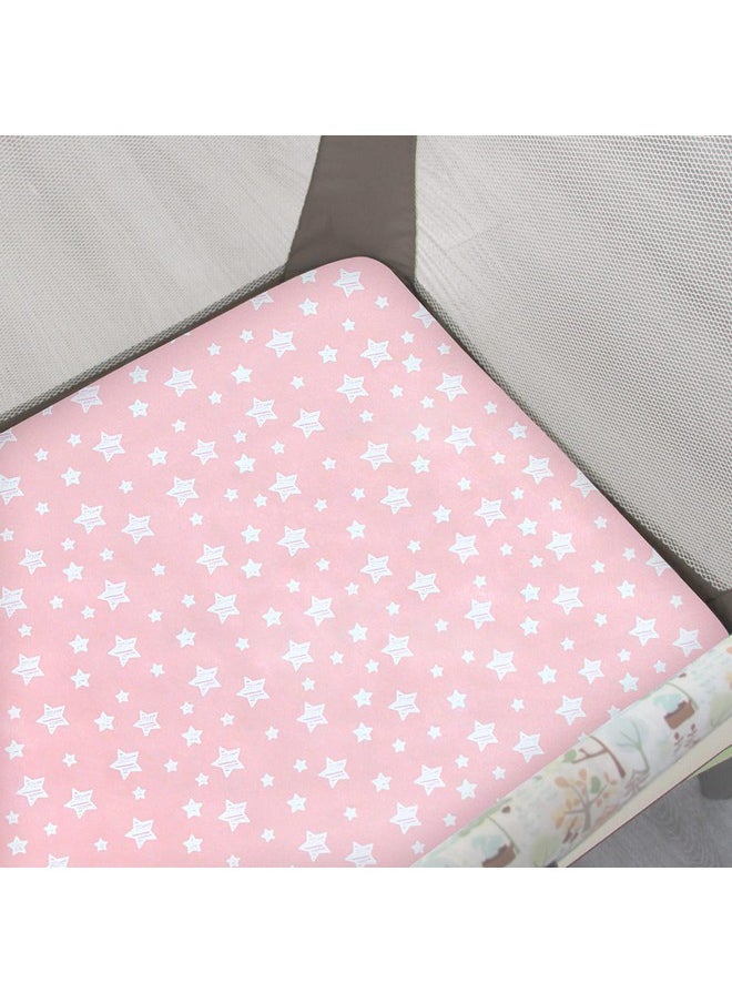 Moonsea Pack and Play Sheets Girl, Mini Crib Sheets, Stretchy Pack n Play Playard Fitted Sheet, Compatible with Graco Pack n Play, Soft and Breathable Material, Grey & Pink  - Image 3