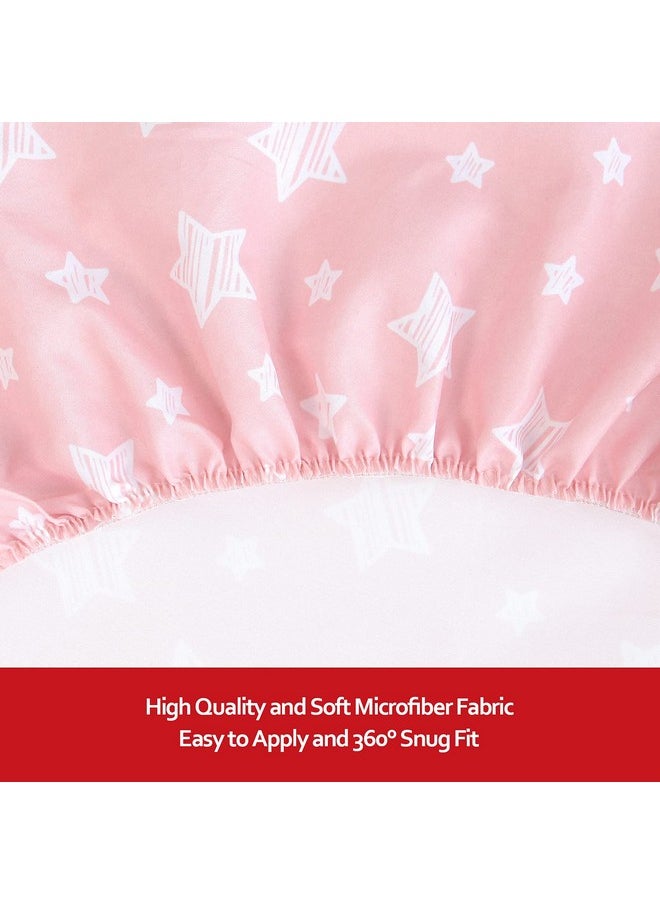 Moonsea Pack and Play Sheets Girl, Mini Crib Sheets, Stretchy Pack n Play Playard Fitted Sheet, Compatible with Graco Pack n Play, Soft and Breathable Material, Grey & Pink  - Image 4