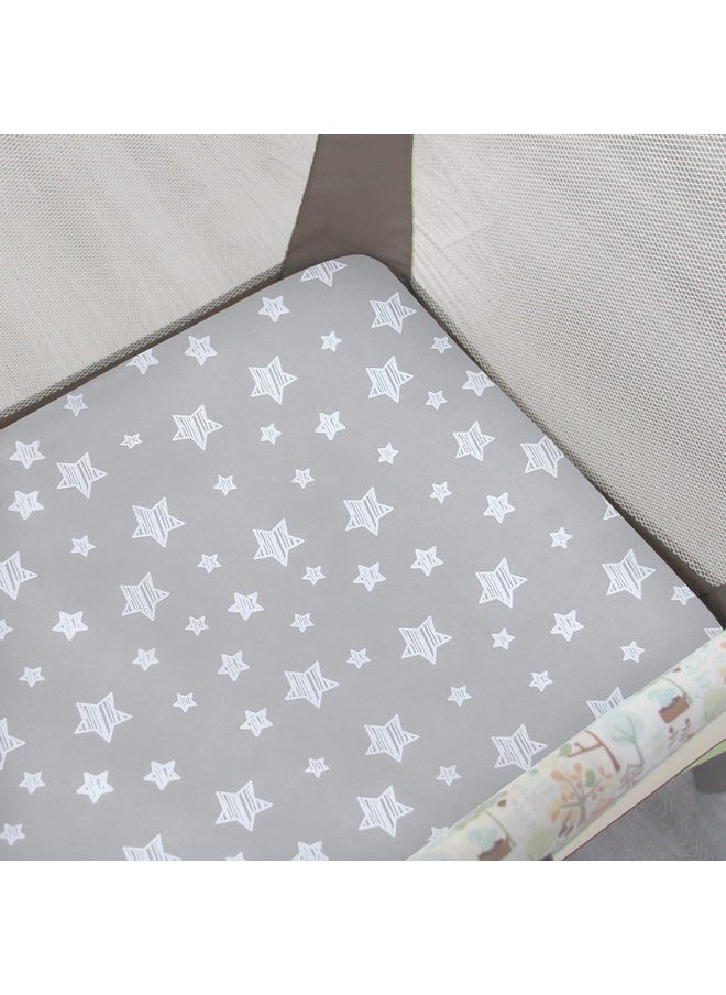 Moonsea Pack and Play Sheets Girl, Mini Crib Sheets, Stretchy Pack n Play Playard Fitted Sheet, Compatible with Graco Pack n Play, Soft and Breathable Material, Grey & Pink  - Image 2