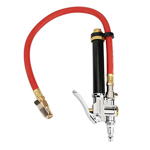 MEASUREMAN Heavy Duty Bayonet Style Tire Inflator, Aluminum Body, 20" Red Hose, Clip On Air Chuck, Aluminum Slide, Range 10-130psi/kpa - Image 1