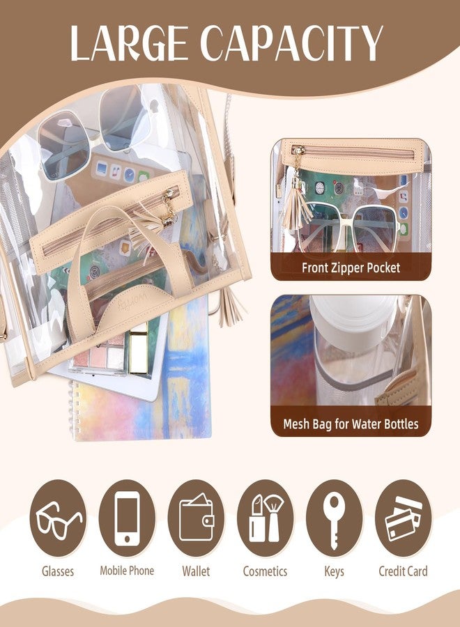 worfty Large Clear Tote Bag, Clear Purse Handbag Crossbody Bag for Women Stadium Events Approved (with Inner Pouch) - Image 3