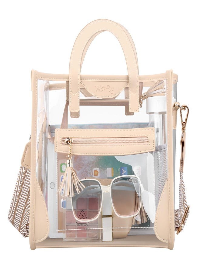 worfty Large Clear Tote Bag, Clear Purse Handbag Crossbody Bag for Women Stadium Events Approved (with Inner Pouch) - Image 1