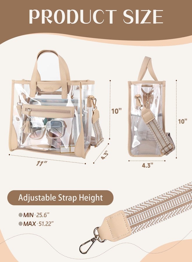 worfty Large Clear Tote Bag, Clear Purse Handbag Crossbody Bag for Women Stadium Events Approved (with Inner Pouch) - Image 5