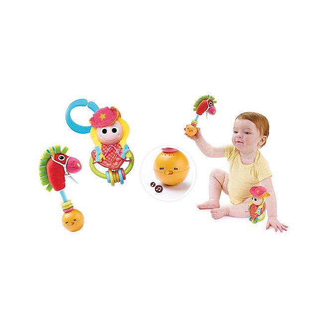 Yookidoo Giddy Up Gal Play Set - Musical Rattle for Babies, Motion-Activated Sounds, Easy Grip, 0+ Months, 2-Piece Set - Image 2
