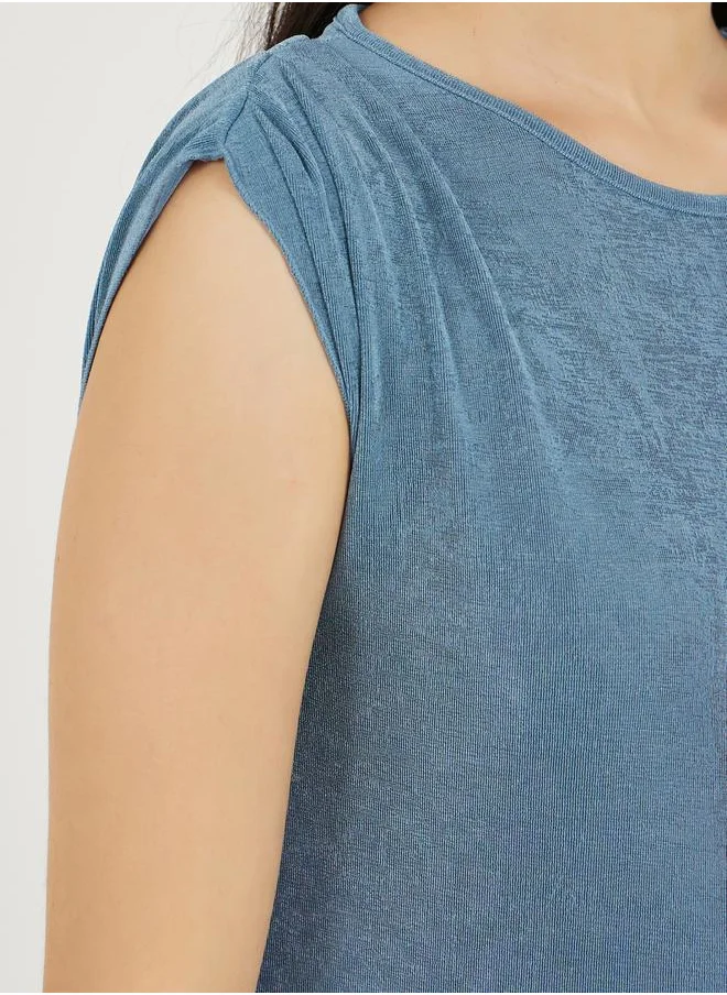 ستايلي Texture Knit Side Slit Shift Maxi Dress