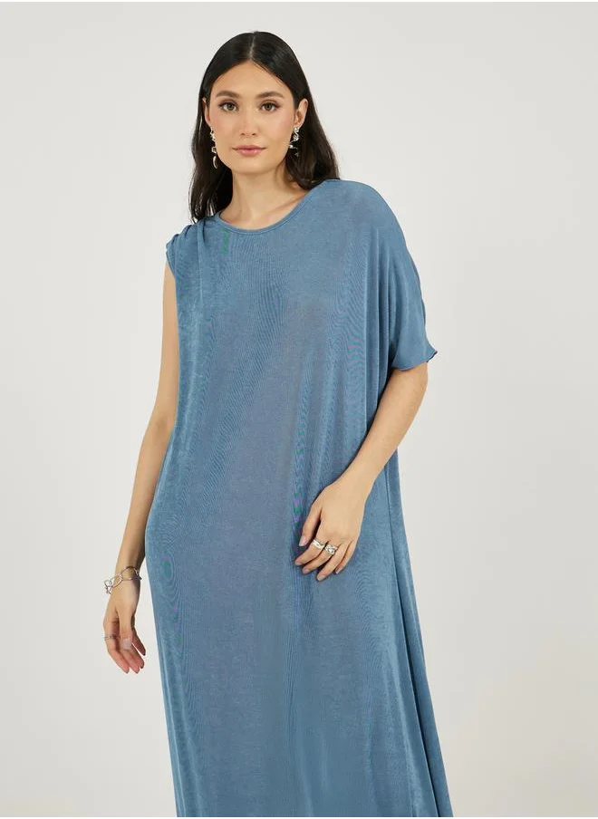 ستايلي Texture Knit Side Slit Shift Maxi Dress