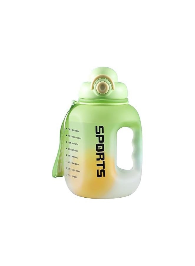 Raxoom Sports Water Bottle Motivational Quotes & Capacity Marker with Handle, Buckle & Hand Strap with Straw, 1.6 L Bottle Top Lock Closure Leak-proof & Odorless Outdoor Water Bottle (Green) - Image 1