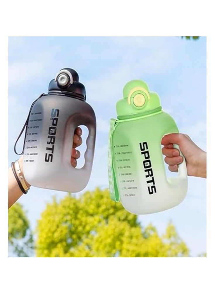 Raxoom Sports Water Bottle Motivational Quotes & Capacity Marker with Handle, Buckle & Hand Strap with Straw, 1.6 L Bottle Top Lock Closure Leak-proof & Odorless Outdoor Water Bottle (Green) - Image 3