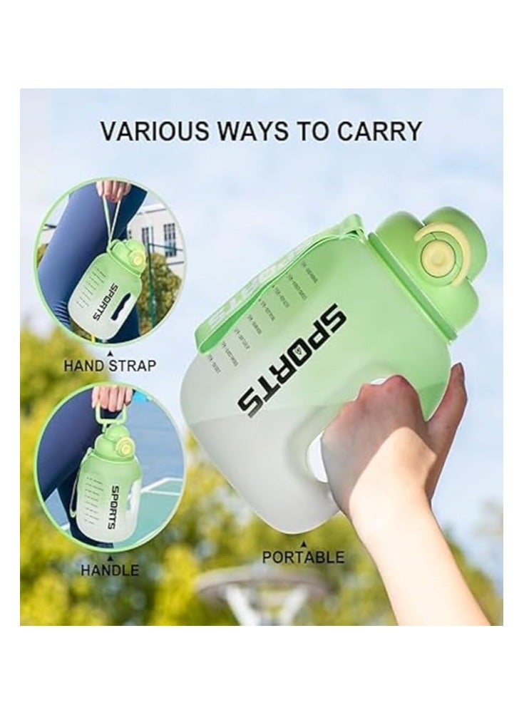 Raxoom Sports Water Bottle Motivational Quotes & Capacity Marker with Handle, Buckle & Hand Strap with Straw, 1.6 L Bottle Top Lock Closure Leak-proof & Odorless Outdoor Water Bottle (Green) - Image 5