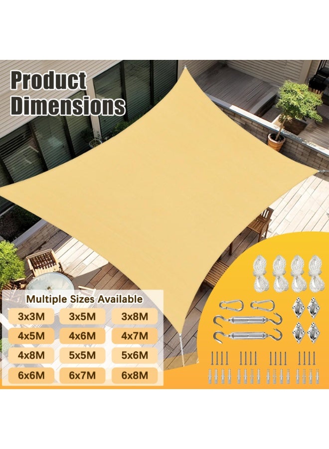 YSOAE Sun Shade Sail, Rectangle UV Block Sunshade, Super Ring Sun Shade Sail Canopy Structure, 185 GSM Permeable Fabric for Yard Backyard Patio Garden Outdoor, 3 x 3 M - Image 3