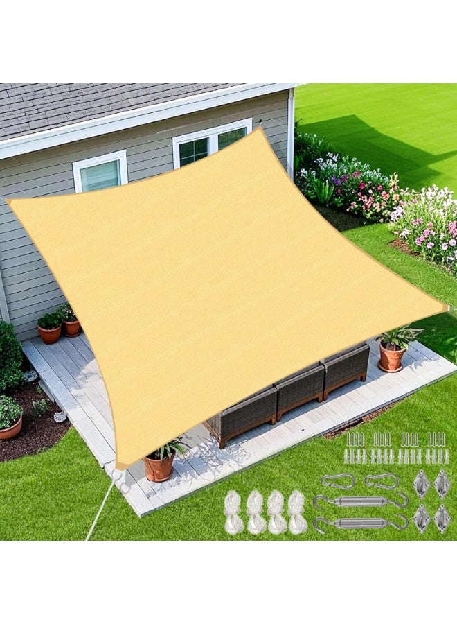 YSOAE Sun Shade Sail, Rectangle UV Block Sunshade, Super Ring Sun Shade Sail Canopy Structure, 185 GSM Permeable Fabric for Yard Backyard Patio Garden Outdoor, 3 x 3 M - Image 1