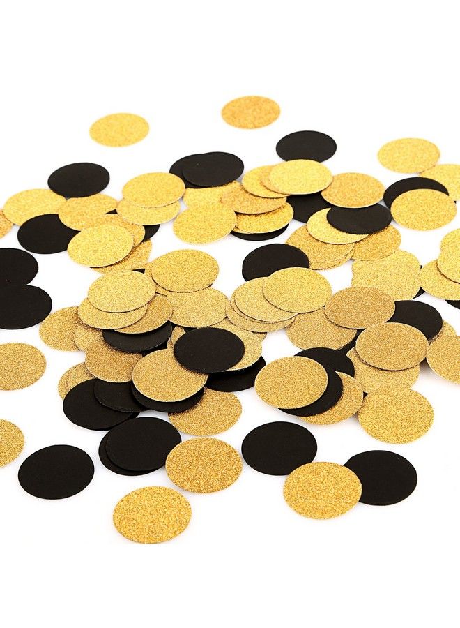 MOWO Glitter Paper Confetti Circles Wedding Party Decor And Table Decor 1.2’’ In Diameter (Glitter Gold,Black,200Pc) - Image 2