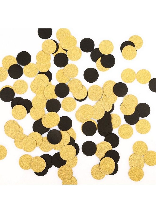 MOWO Glitter Paper Confetti Circles Wedding Party Decor And Table Decor 1.2’’ In Diameter (Glitter Gold,Black,200Pc) - Image 3