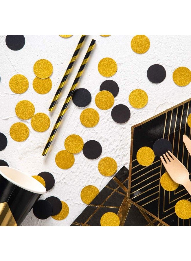 MOWO Glitter Paper Confetti Circles Wedding Party Decor And Table Decor 1.2’’ In Diameter (Glitter Gold,Black,200Pc) - Image 4