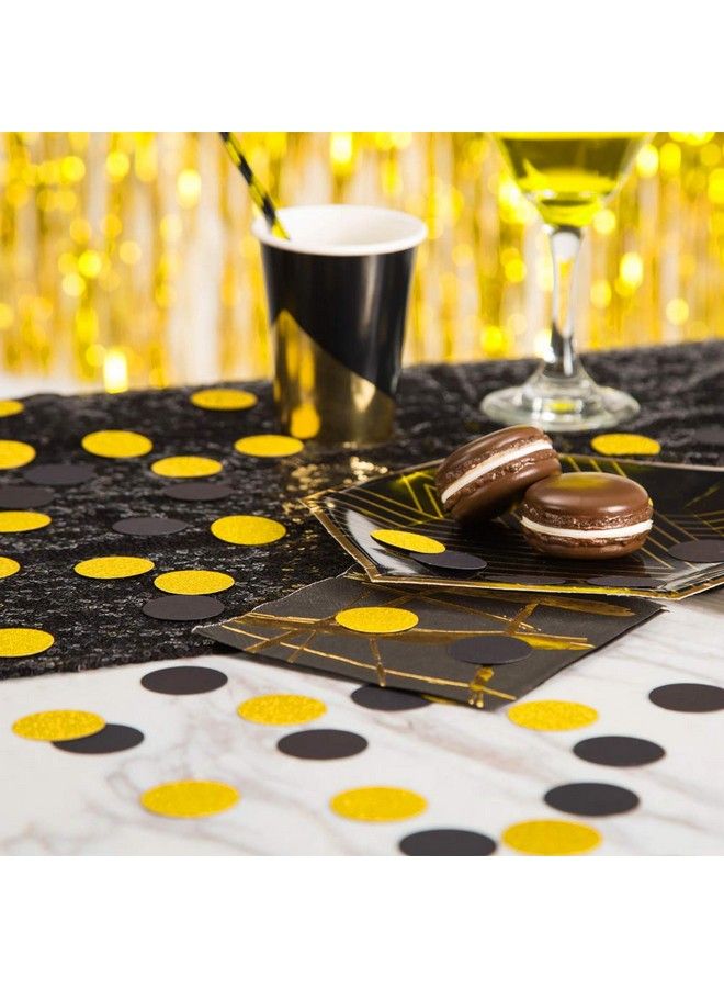 MOWO Glitter Paper Confetti Circles Wedding Party Decor And Table Decor 1.2’’ In Diameter (Glitter Gold,Black,200Pc) - Image 5
