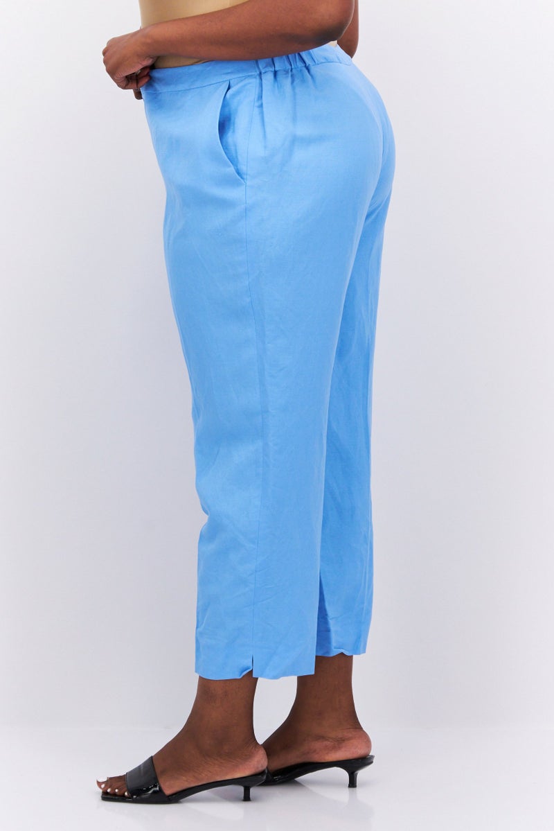 Kasper  Women Plus Size Solid Straight Leg Pants, Sky Blue - Image 3