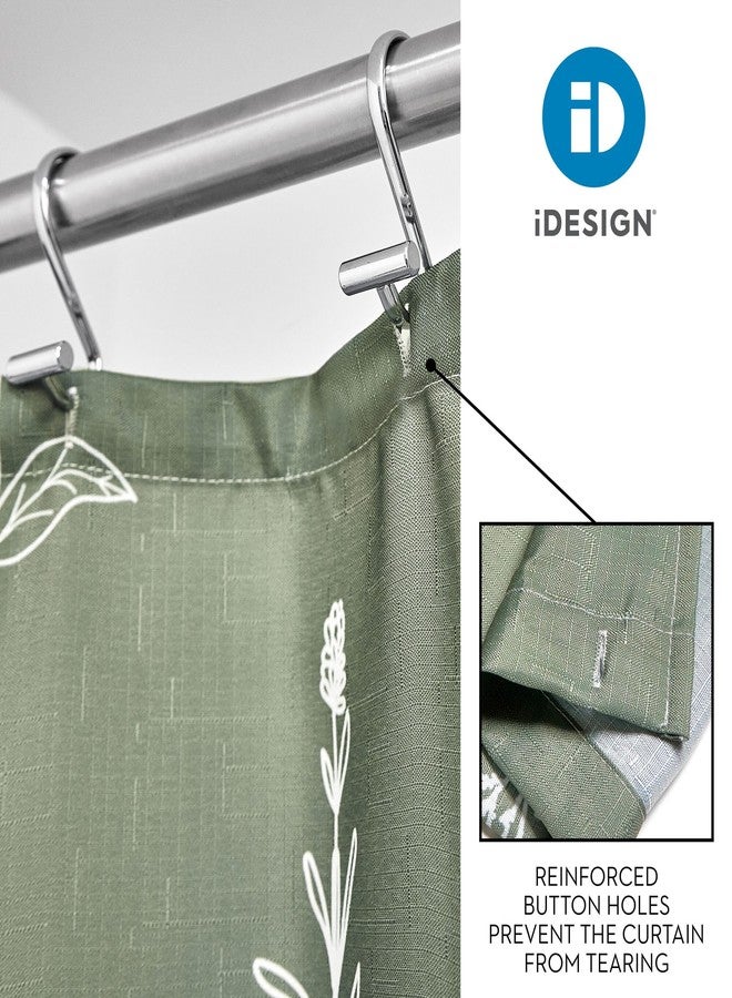 إنترديزاين ستارة دش من البوليستر بنقشة زهور من iDesign - ١٢ فتحة أزرار معززة - ٧٢ بوصة × ٧٢ بوصة - أخضر - Image 3