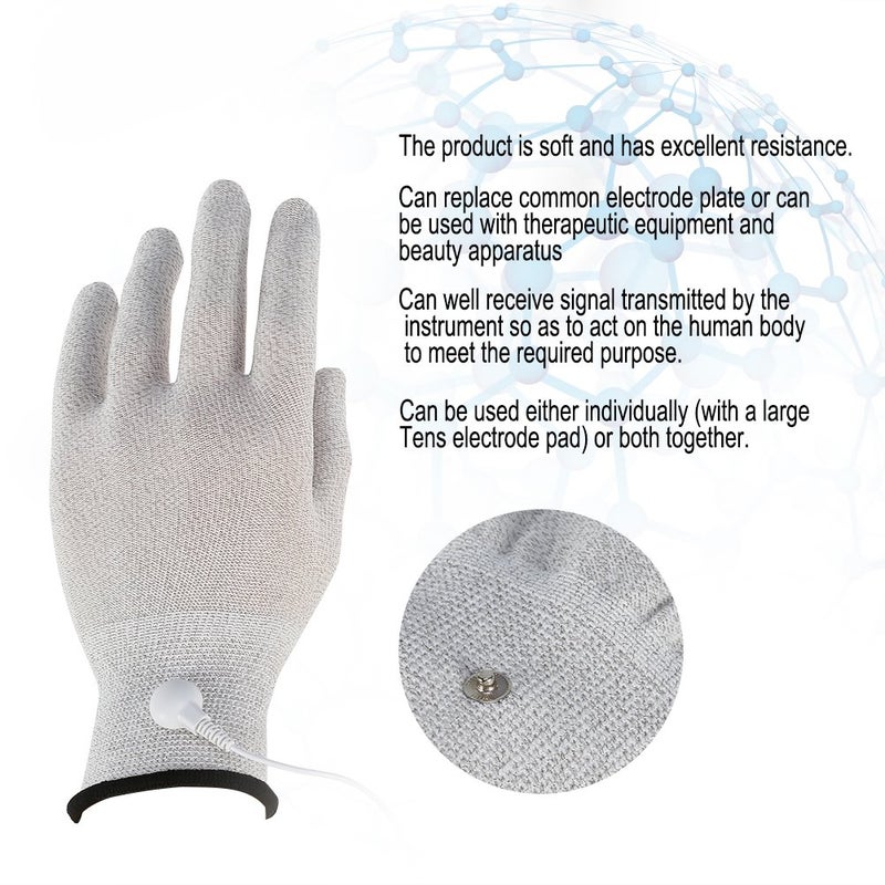 klarako Conductive Glove 1 Pair Conductive Electrode Massage Conductive Gloves Conductive Hand Gloves Conductive Wires For Beauty Care Equipment [L] - Image 2