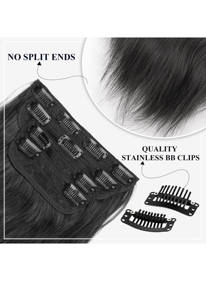 Vigorous Black Hair Extension for Women Natural Synthetic Clip in Hair Extensions 4PCS Thick Hairpieces Double Weft - Image 4