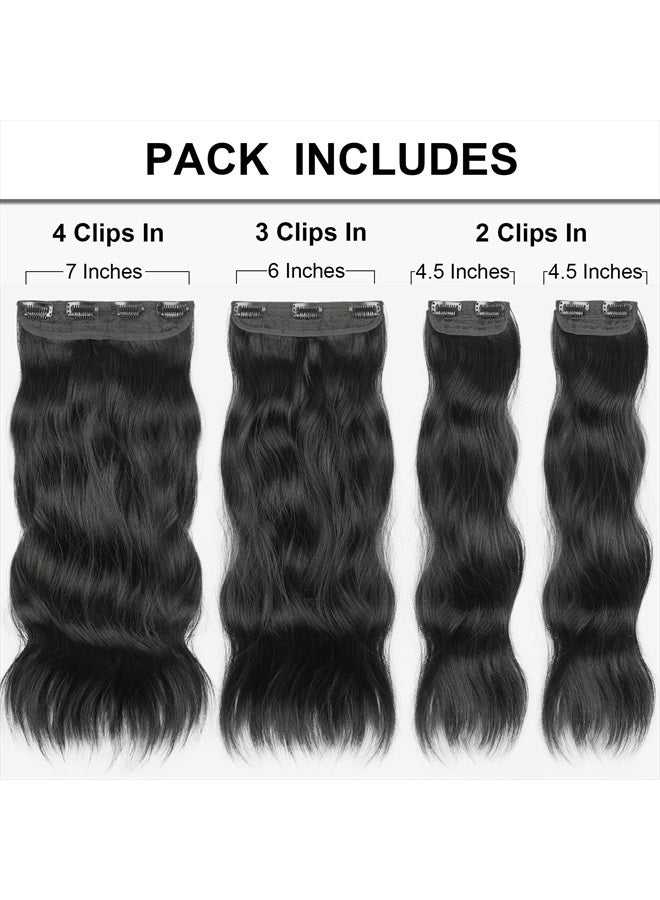 Vigorous Black Hair Extension for Women Natural Synthetic Clip in Hair Extensions 4PCS Thick Hairpieces Double Weft - Image 3