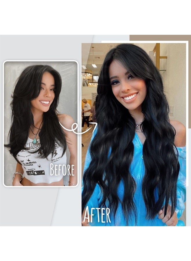 Vigorous Black Hair Extension for Women Natural Synthetic Clip in Hair Extensions 4PCS Thick Hairpieces Double Weft - Image 2