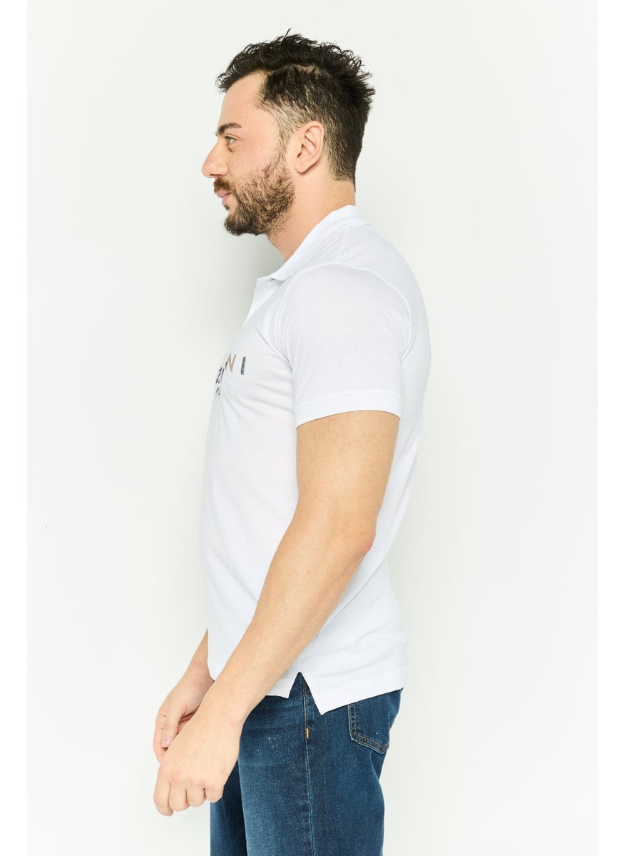 Gazzarrini Men Regular Fit Graphic Print Short Sleeves Polo Shirt, White  - Image 3