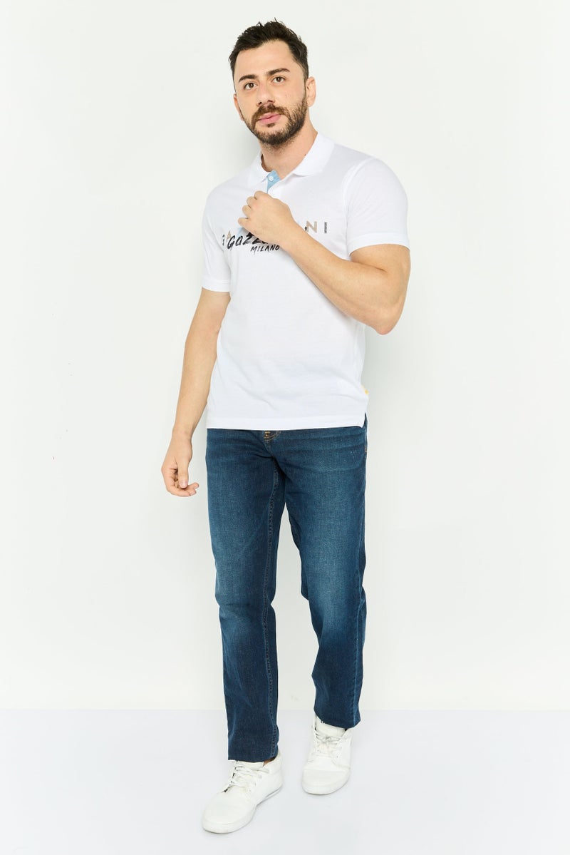 Gazzarrini Men Regular Fit Graphic Print Short Sleeves Polo Shirt, White - Image 2