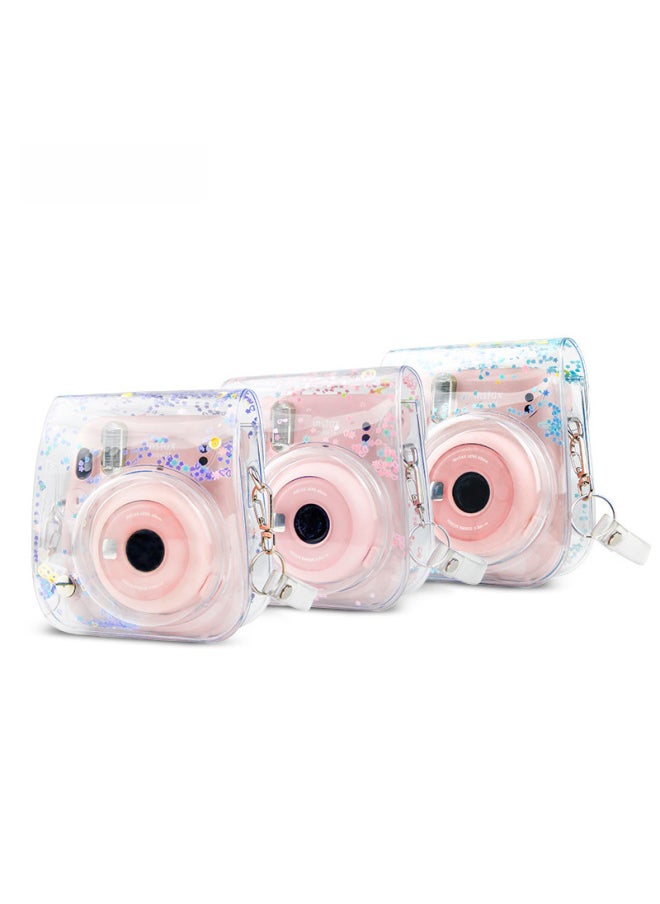 Generic Polaroid Mini12/11/9/8 Universal Transparent PVC Camera Bag Glitter Photography Storage Bag Protective Cover Flow-Color:Blue Glitter  - Image 3