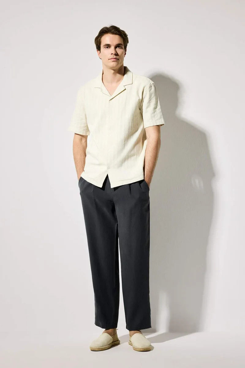 DeFacto Regular Fit Resort Neck Cotton Short Sleeve Shirt