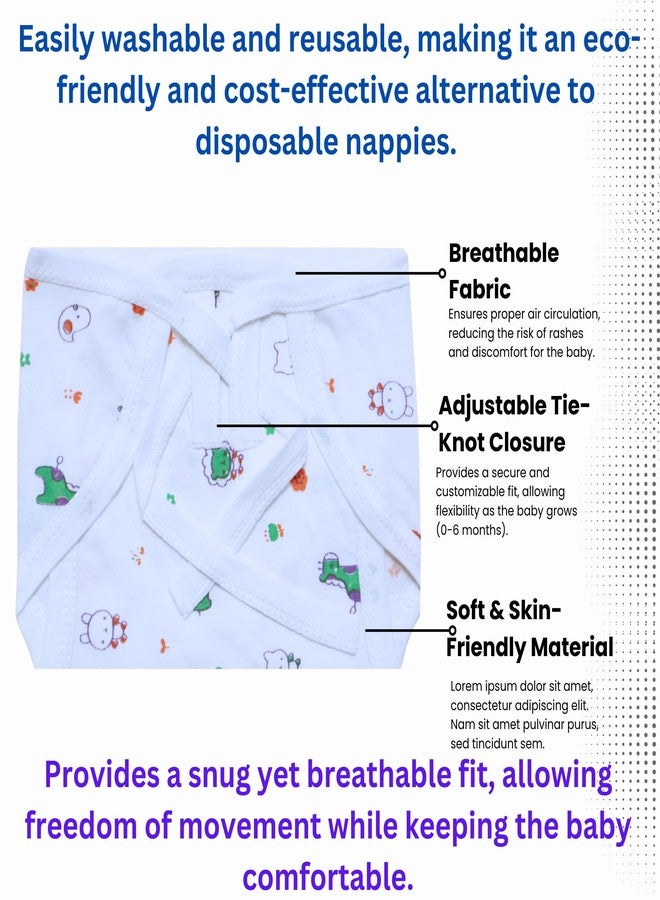 DON CARE Cotton Nappies for Newborn Baby 0-6 Months Soft Washable Reusable U-Shaped Langots Cloth Diapers for Babies Unisex Pack of 10 - Image 2