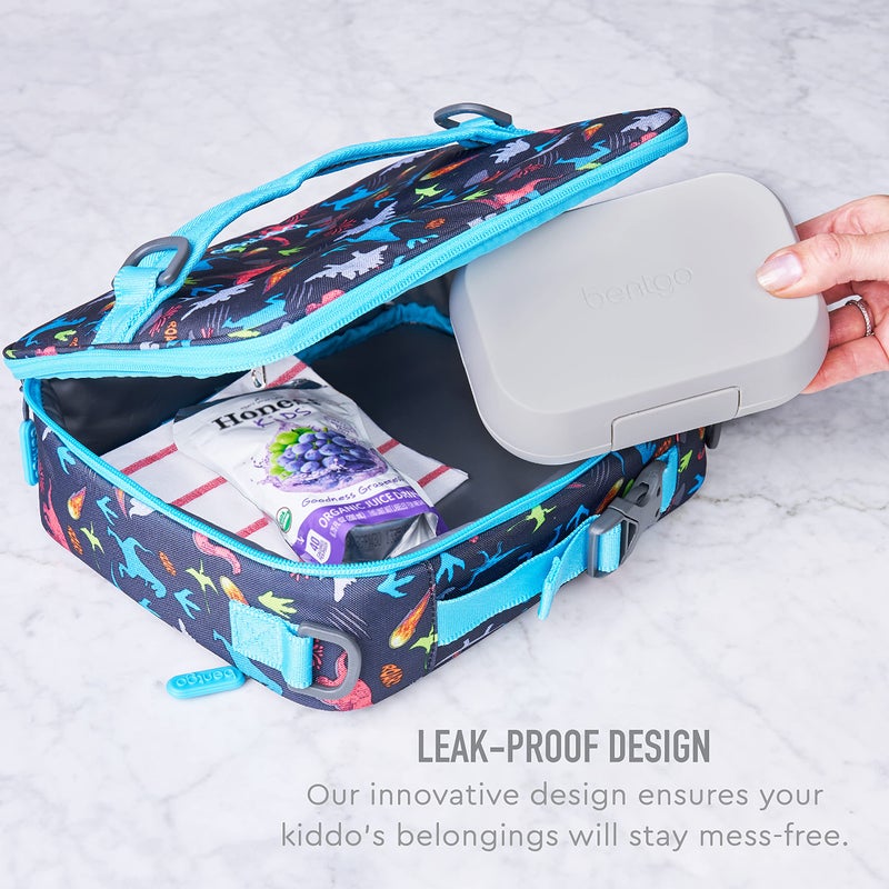 Bentgo حافظة وجبات الأطفال بنتغو - حافظة طعام بتصميم بنتو مع 2 قسم مقاوم للتسرب للوجبات الخفيفة والوجبات الصغيرة، قفل سهل الفتح، آمنة في غسالة الصحون، وخالية من BPA - مثالية للأعمار من 3 سنوات فما فوق (رمادي) - Image 5