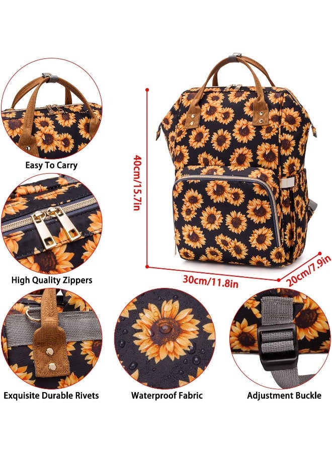 FEWOFJ Sunflower Diaper Bag Backpack, Womens Large Waterproof Maternity Baby Nappy Bags - Image 5