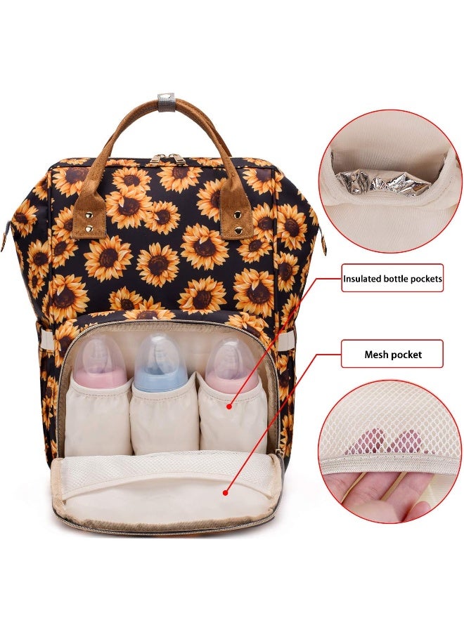 FEWOFJ Sunflower Diaper Bag Backpack, Womens Large Waterproof Maternity Baby Nappy Bags - Image 2