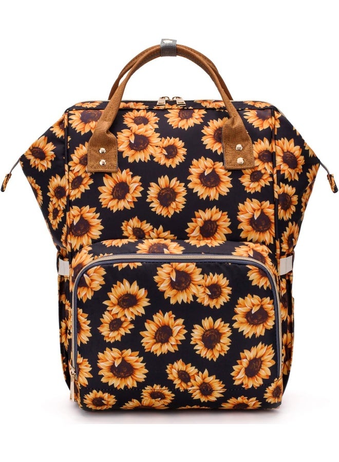 FEWOFJ Sunflower Diaper Bag Backpack, Womens Large Waterproof Maternity Baby Nappy Bags - Image 1