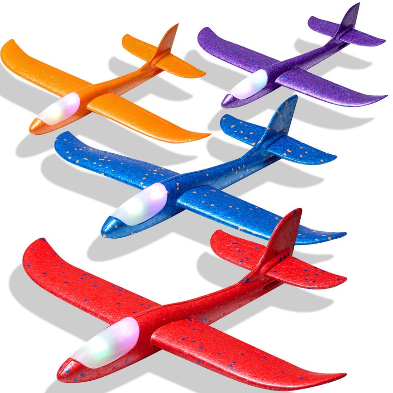 Iccbeeme 4 Pack LED Light Airplane Toys175 Large Throwing Foam Plane2 Flight Mode Glider PlaneFoam Airplane Flying Toys for KidsOutdoor Sport Game ToysFoam Glider AirplaneGift Toys for Boys Girls - Image 2